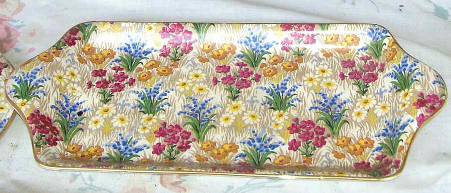 Marguerite (Gold Trim) Large Sandwich Tray by Royal Winton-1
