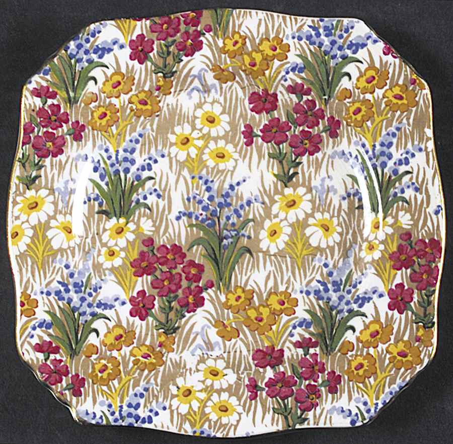 Marguerite (Gold Trim) Square Bread & Butter Plate by Royal Winton-1