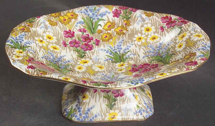 Marguerite (Gold Trim) Oval Compote (Height X Length) by Royal Winton-1