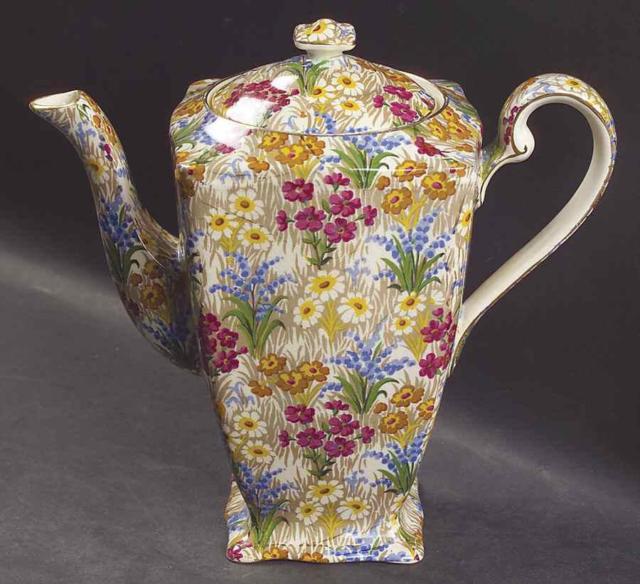 Marguerite (Gold Trim) Ascot Shape Coffee Pot & Lid by Royal Winton-1