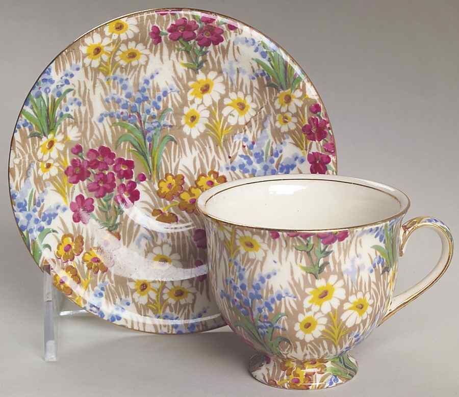 Marguerite (Gold Trim) Footed Demitasse Cup & Saucer Set by Royal Winton-1