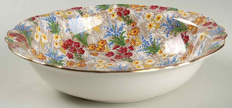 Marguerite (Gold Trim) 9" Round Vegetable Bowl by Royal Winton-1