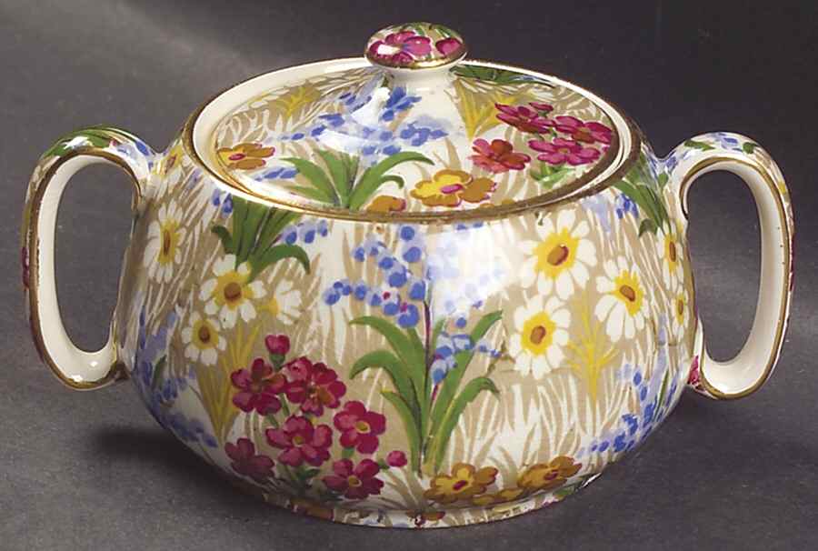 Marguerite (Gold Trim) Countess Sugar Bowl and Lid by Royal Winton-1