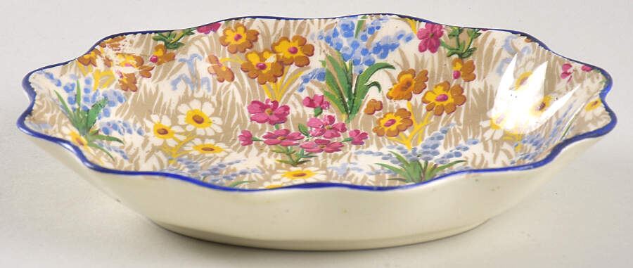 Marguerite (Blue Trim) 6" Oval Sweet Meat Dish by Royal Winton-1