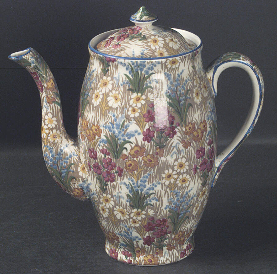 Marguerite (Blue Trim) Perth Shape Coffee Pot & Lid by Royal Winton-1