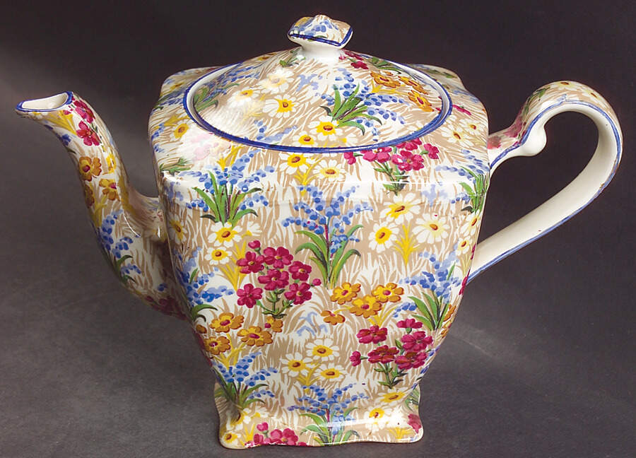 Marguerite (Blue Trim) Ascot Teapot & Lid by Royal Winton-1
