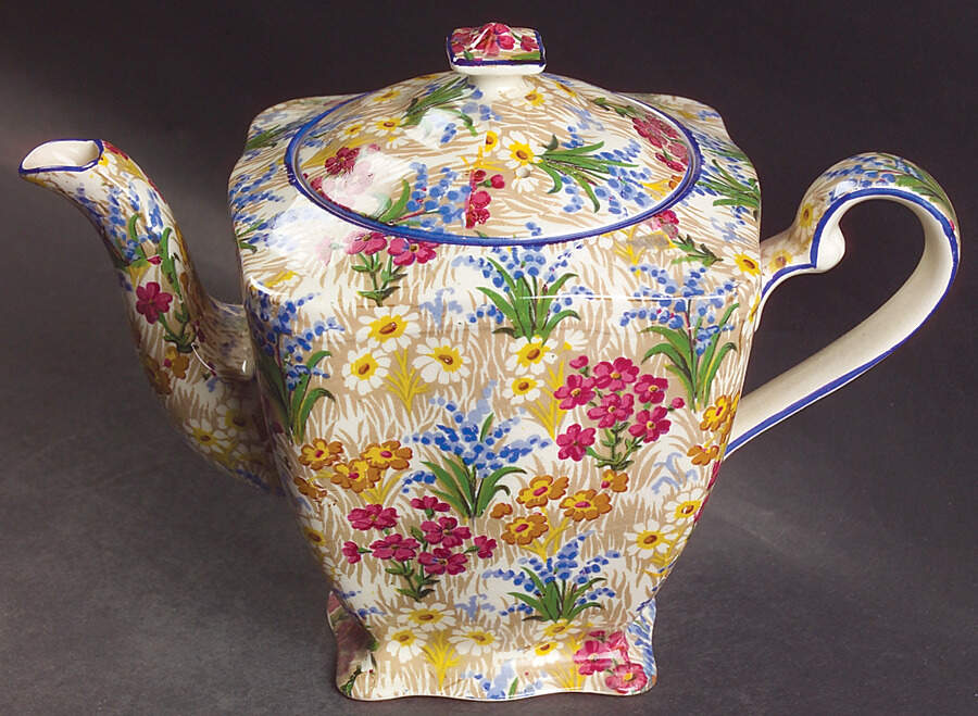 Marguerite (Blue Trim) Ascot Teapot & Lid by Royal Winton-1