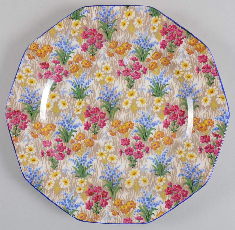 Marguerite (Blue Trim) De Cagon Dionner Plate (10 Sides) by Royal Winton-1