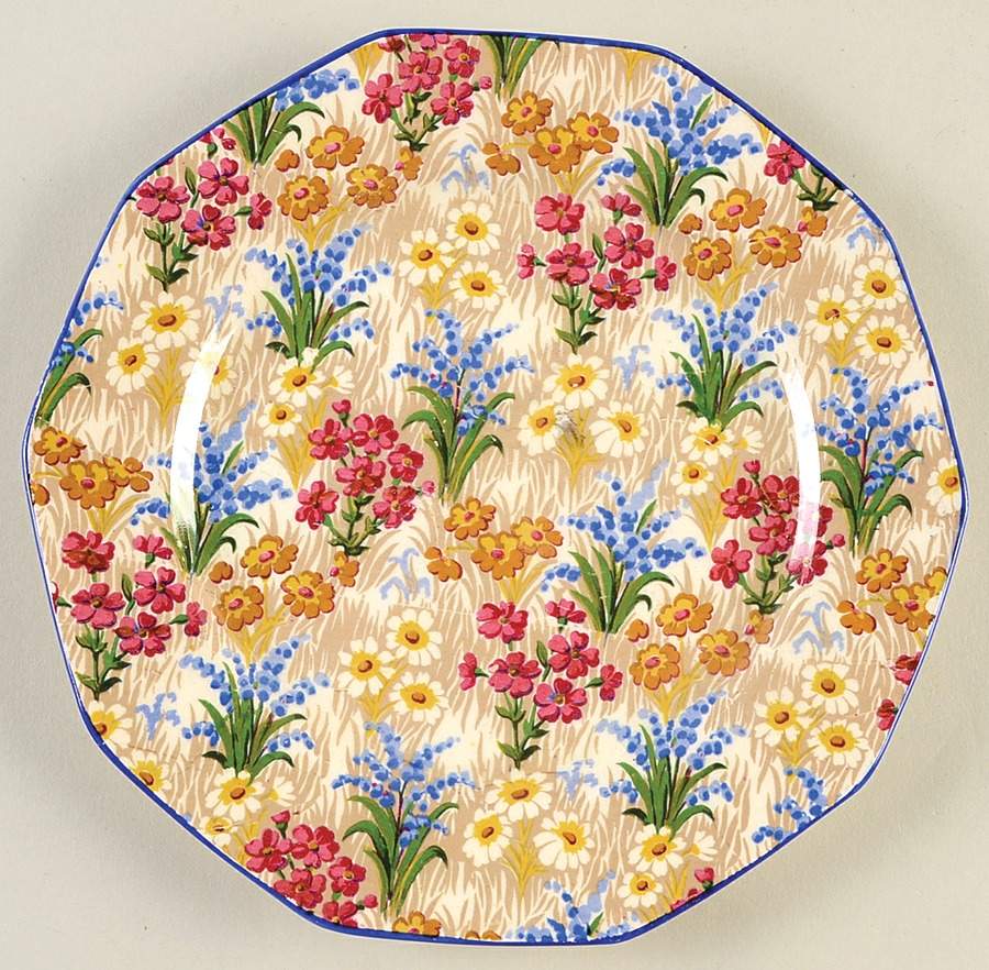 Marguerite (Blue Trim) Decagon (10 Sided) Salad Plate by Royal Winton-1