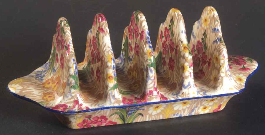 Marguerite (Blue Trim) 4 Slice Toast Server by Royal Winton-1