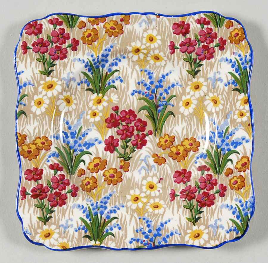 Marguerite (Blue Trim) Square Bread & Butter Plate by Royal Winton-1
