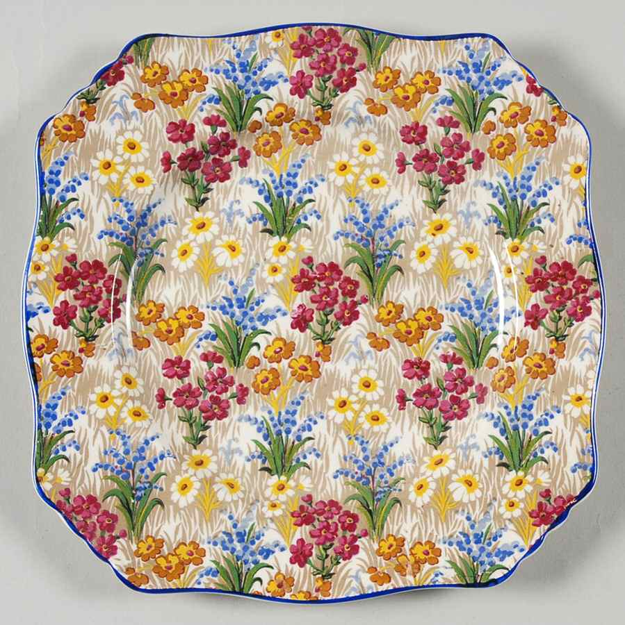 Marguerite (Blue Trim) Square Salad Plate by Royal Winton-1
