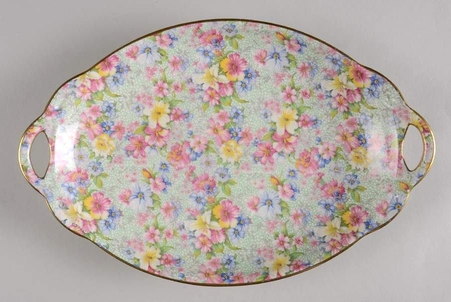 Marion (Older) Handled Malta Shape Oval Tray by Royal Winton-1