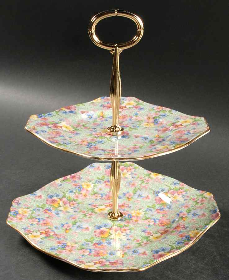 Marion (Older) 2 Tiered Serving Tray (Luncheon & Salad Plate) by Royal Winton-1
