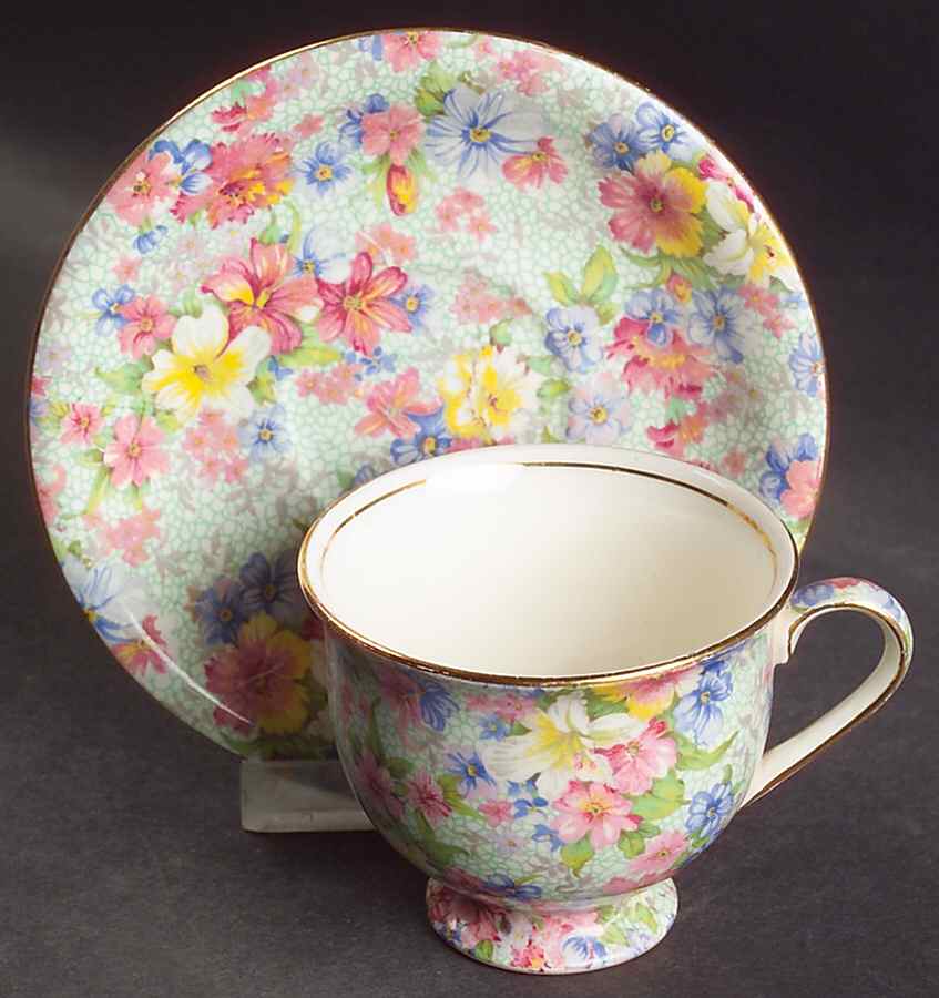 Marion (Older) Footed Demitasse Cup & Saucer Set by Royal Winton-1