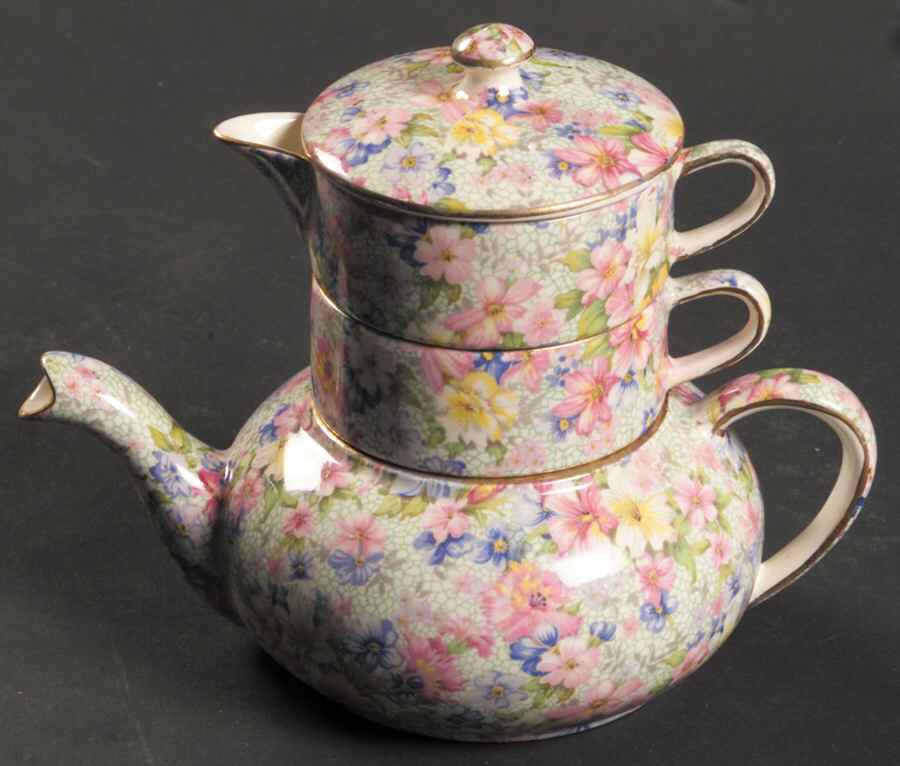 Marion (Older) Mini Teapot Stacking Set (Creamer, Sugar) by Royal Winton-1