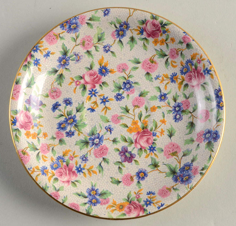 Old Cottage Chintz (Pre 1960, Cream) Saucer for Oversized Cup by Royal Winton-1