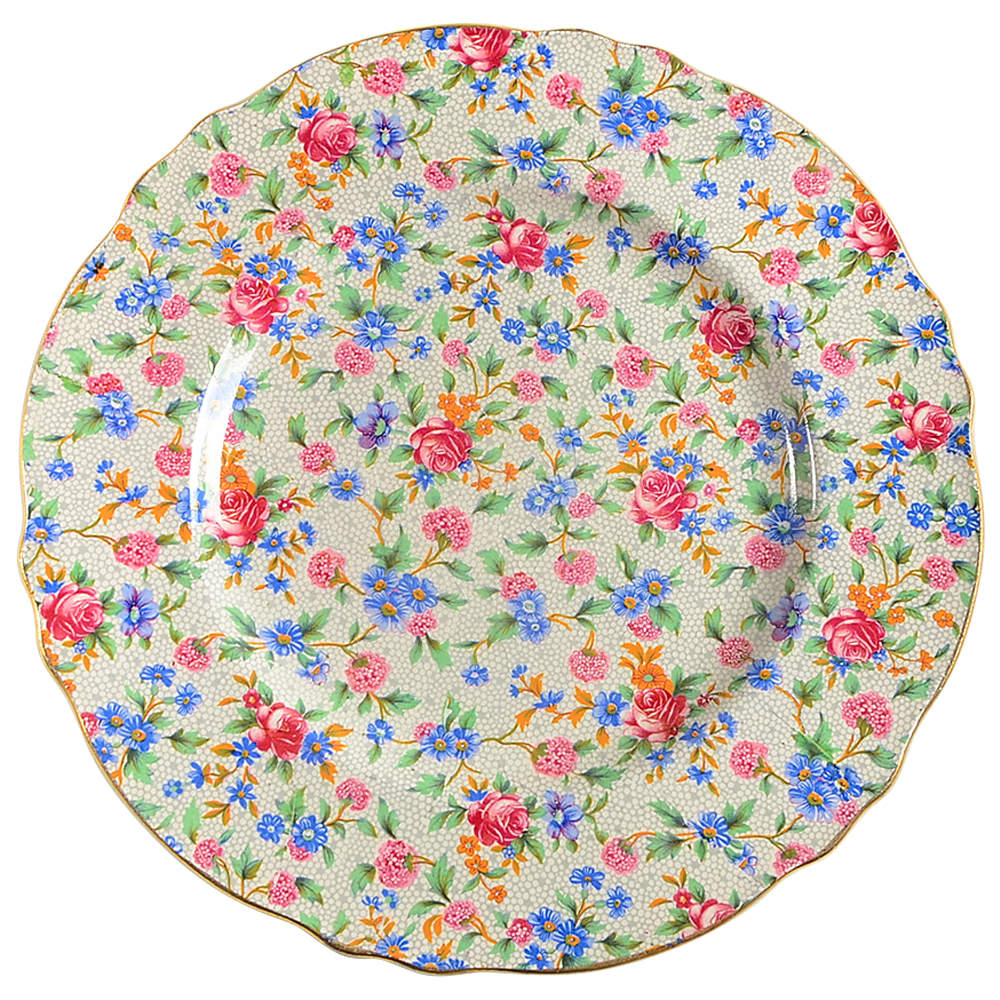 Old Cottage Chintz (Pre 1960, Cream) Dinner Plate by Royal Winton-1