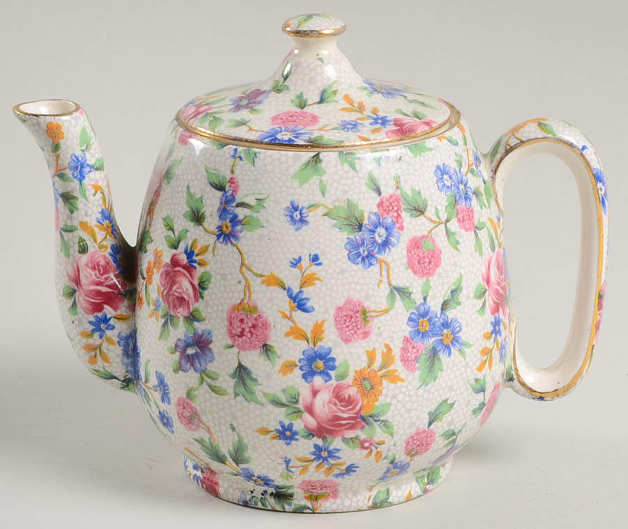 Old Cottage Chintz (Pre 1960, Cream) Individual Teapot & Lid by Royal Winton-1