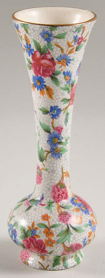 Old Cottage Chintz (Pre 1960, Cream) 5" Bud Vase by Royal Winton-1