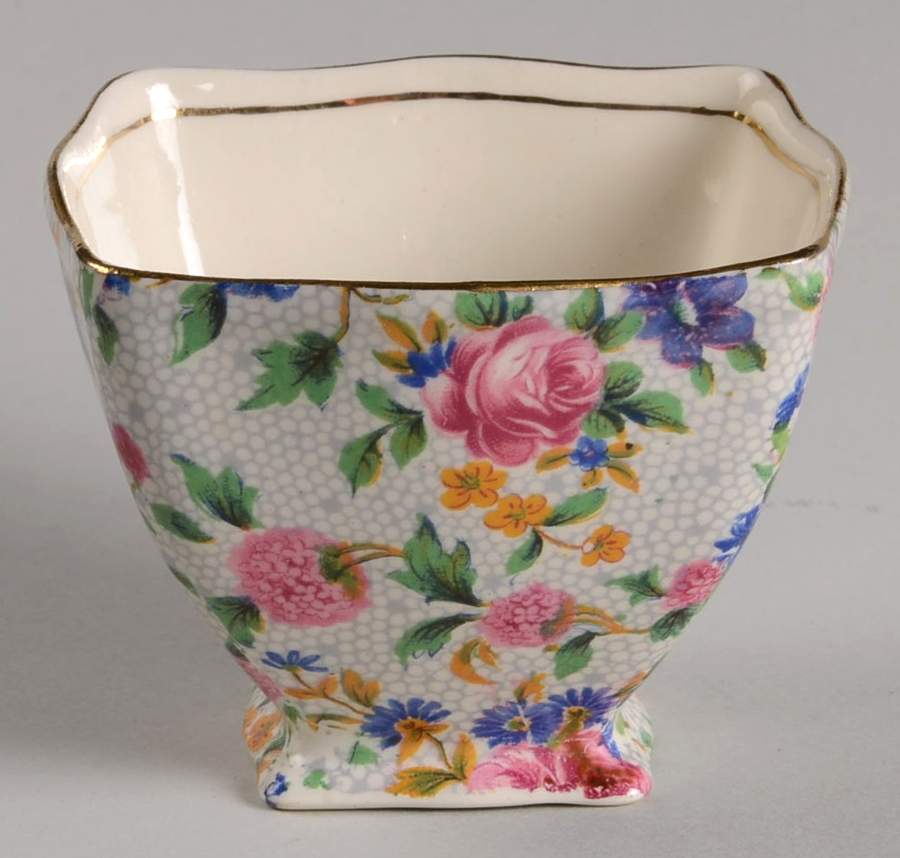 Old Cottage Chintz (Pre 1960, Cream) Open Sugar Bowl by Royal Winton-1