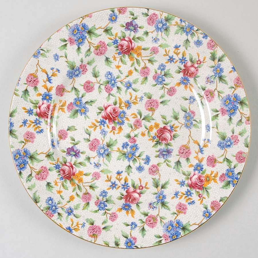 Old Cottage Chintz (Pre 1960, Cream) Salad Plate by Royal Winton-1