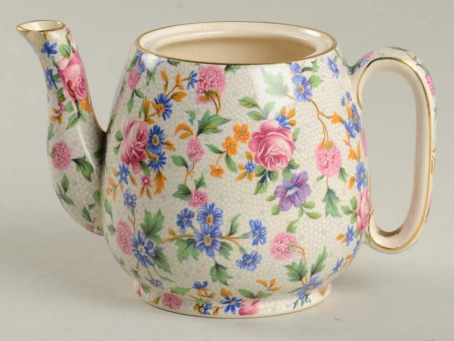 Old Cottage Chintz (Pre 1960, Cream) Individual Breakfast Set Teapot-No Lid by Royal Winton-1