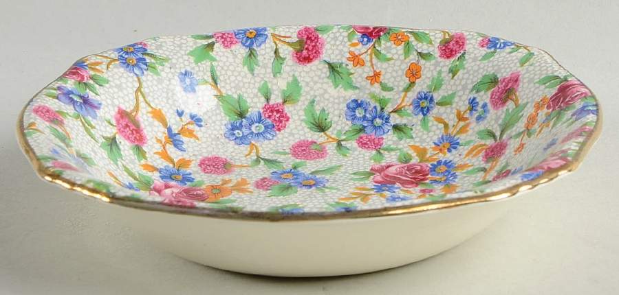 Old Cottage Chintz (Pre 1960, Cream) Square Fruit/Dessert (Sauce) Bowl by Royal Winton-1