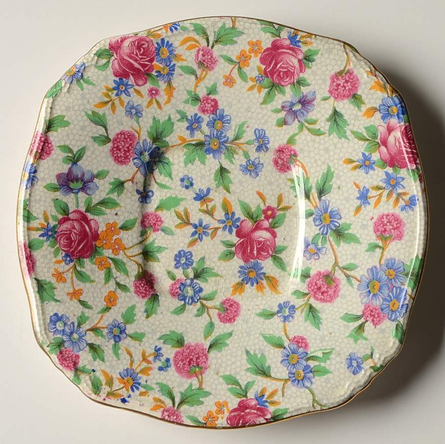 Old Cottage Chintz (Pre 1960, Cream) Underplate for Ascot Mayonaise Bowl by Royal Winton-1