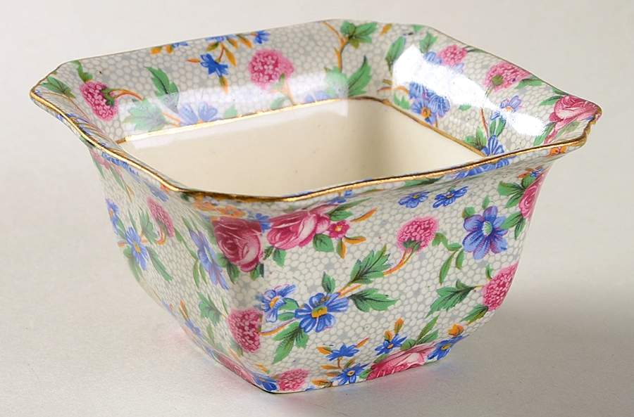 Old Cottage Chintz (Pre 1960, Cream) Ascot Mayonnaise Bowl by Royal Winton-1
