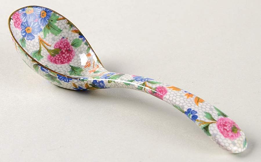 Old Cottage Chintz (Pre 1960, Cream) Ascot Mayonnaise Ladle by Royal Winton-1