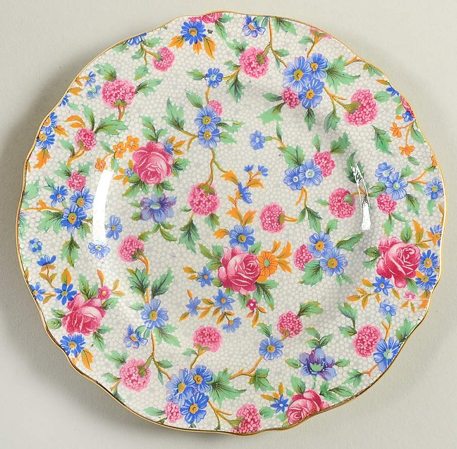 Old Cottage Chintz (Pre 1960, Cream) Bread & Butter Plate by Royal Winton-1
