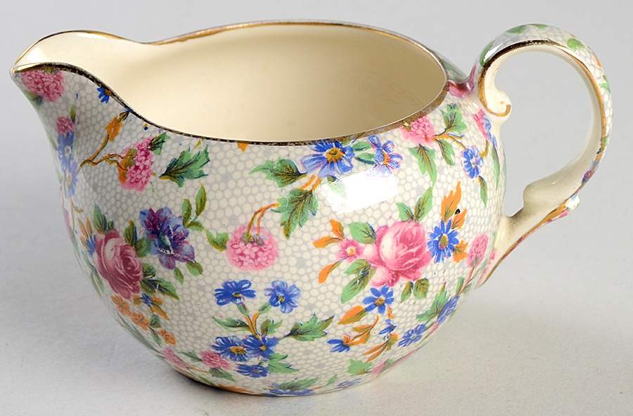 Old Cottage Chintz (Pre 1960, Cream) Creamer by Royal Winton-1