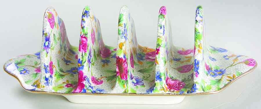 Old Cottage Chintz (Pre 1960, Cream) 4 Slice Toast Server by Royal Winton-1