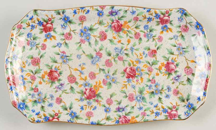 Old Cottage Chintz (Pre 1960, Cream) Small Sandwich Tray by Royal Winton-1