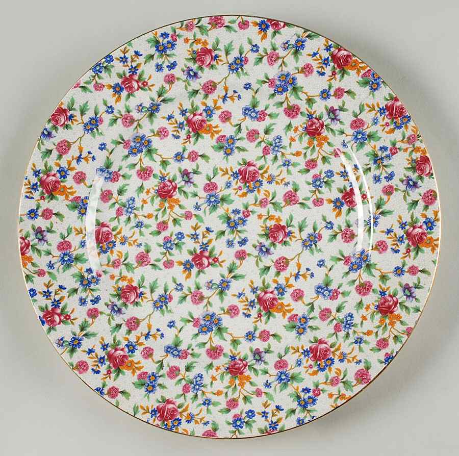 Old Cottage Chintz (Pre 1960, Cream) Bread & Butter Service Plate (Chop Plate) by Royal Winton-1
