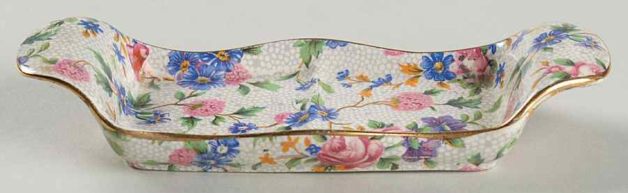 Old Cottage Chintz (Pre 1960, Cream) Tray for Salt and Pepper Set by Royal Winton-1