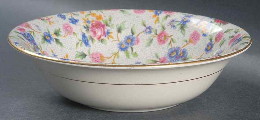 Old Cottage Chintz (Pre 1960, Cream) Coupe Cereal Bowl by Royal Winton-1