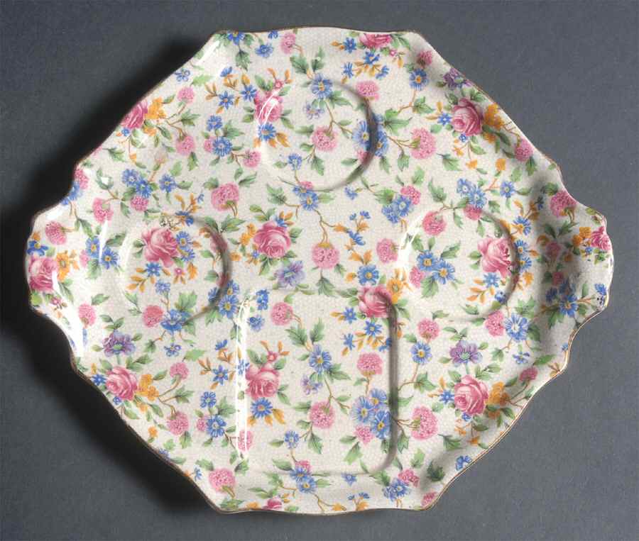 Old Cottage Chintz (Pre 1960, Cream) 5-Piece Breakfast Set, Tray Only by Royal Winton-1