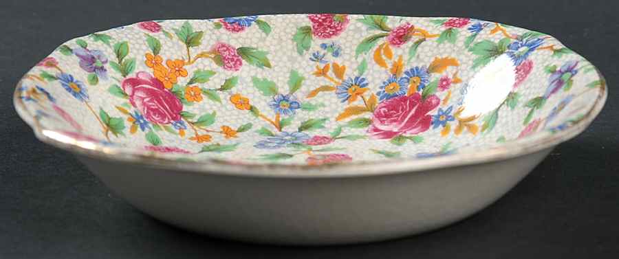 Old Cottage Chintz (Pre 1960, Cream) Square Fruit/Dessert (Sauce) Bowl by Royal Winton-1