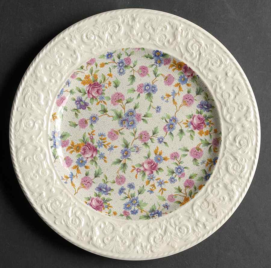 Old Cottage Chintz (Pre 1960, Cream) Luncheon Plate by Royal Winton-1