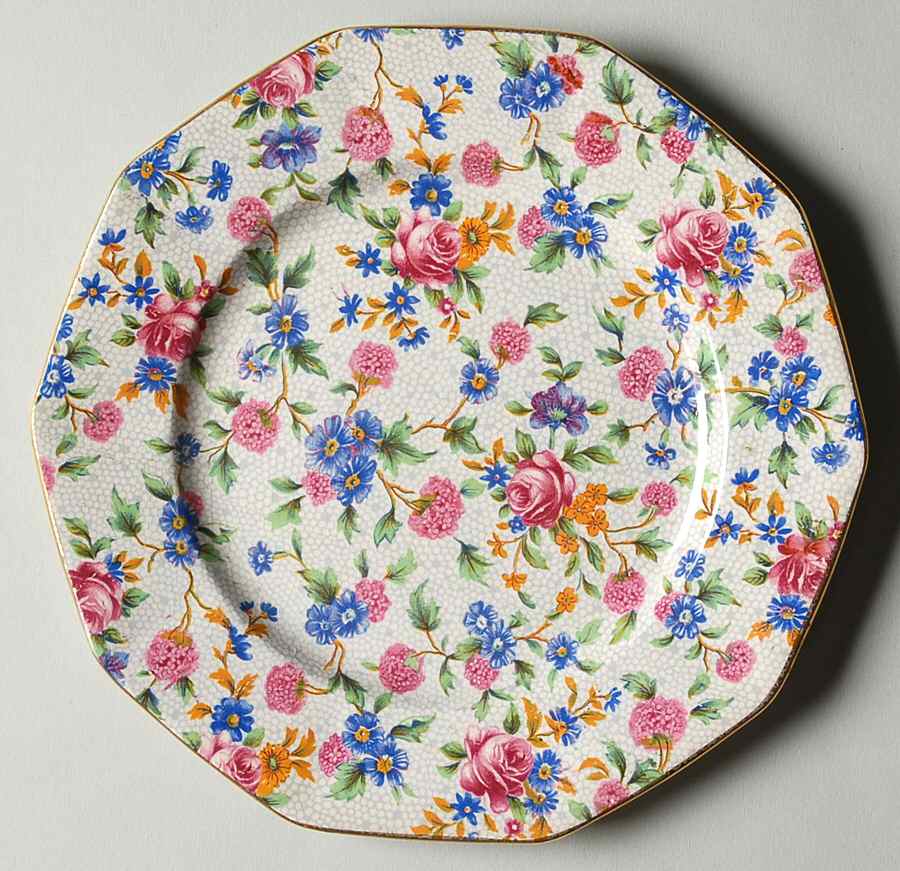 Old Cottage Chintz (Pre 1960, Cream) Bread & Butter Plate by Royal Winton-1