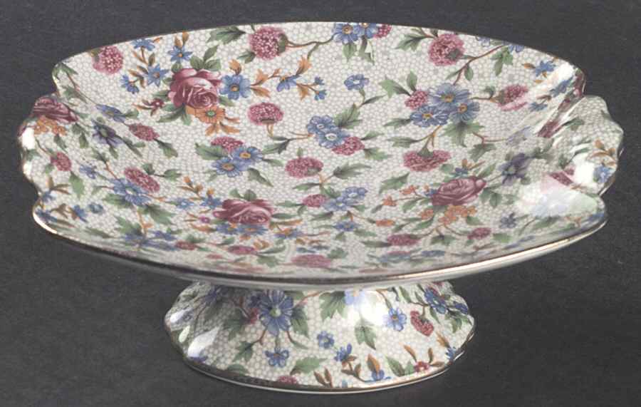 Old Cottage Chintz (Pre 1960, Cream) Round Compote (Height X Width) by Royal Winton-1