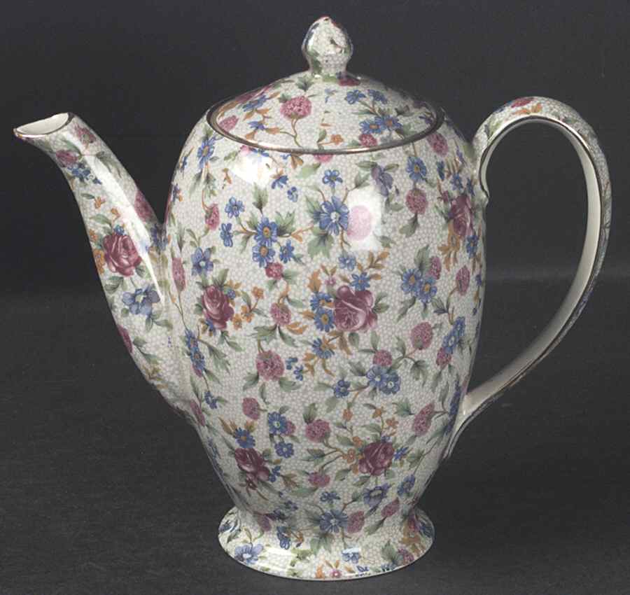 Old Cottage Chintz (Pre 1960, Cream) Albans Shape Coffee Pot & Lid by Royal Winton-1