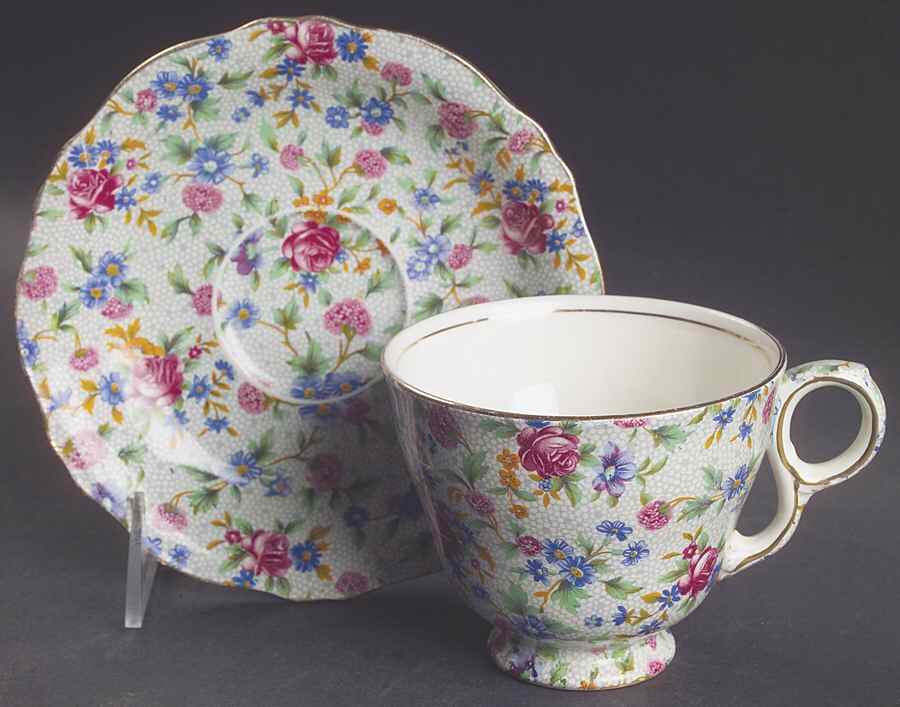 Old Cottage Chintz (Pre 1960, Cream) Oversized Cup & Saucer Set by Royal Winton-1