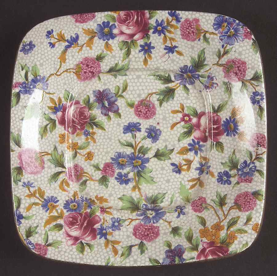 Old Cottage Chintz (Pre 1960, Cream) Underplate for Jam/Jelly & Metal Lid by Royal Winton-1