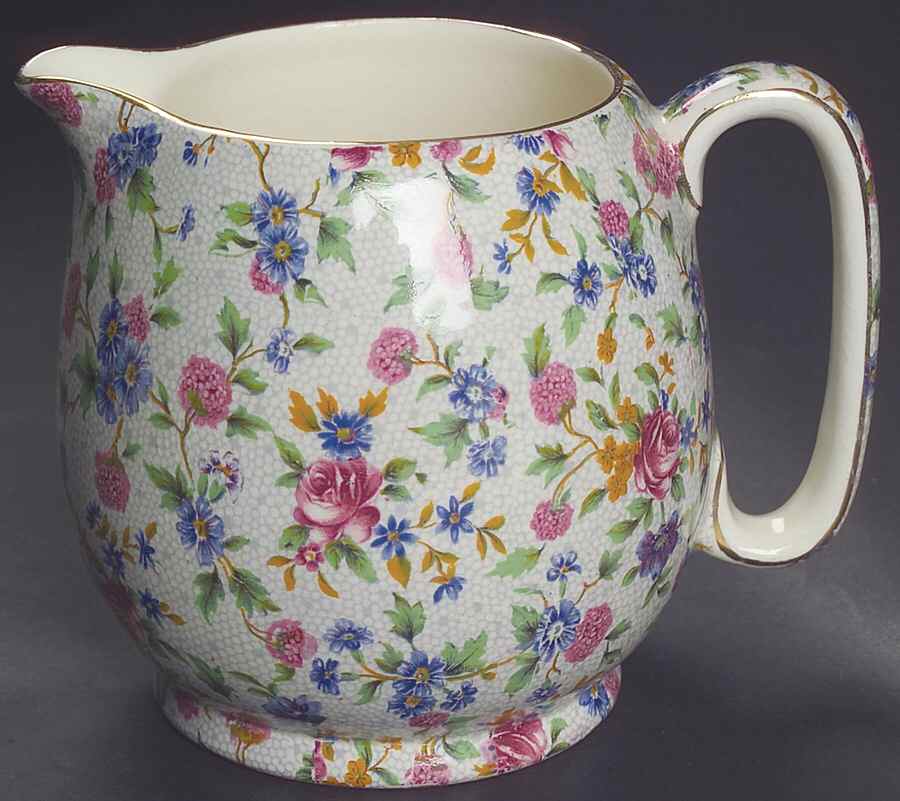 Old Cottage Chintz (Pre 1960, Cream) 32 Oz Globe Jug by Royal Winton-1