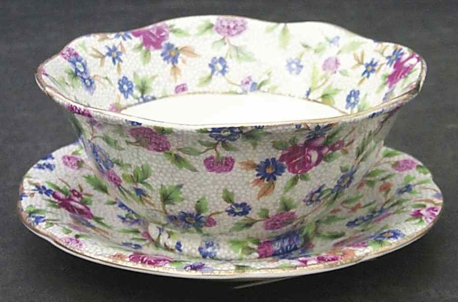 Old Cottage Chintz (Pre 1960, Cream) Mayonnaise & Underplate by Royal Winton-1