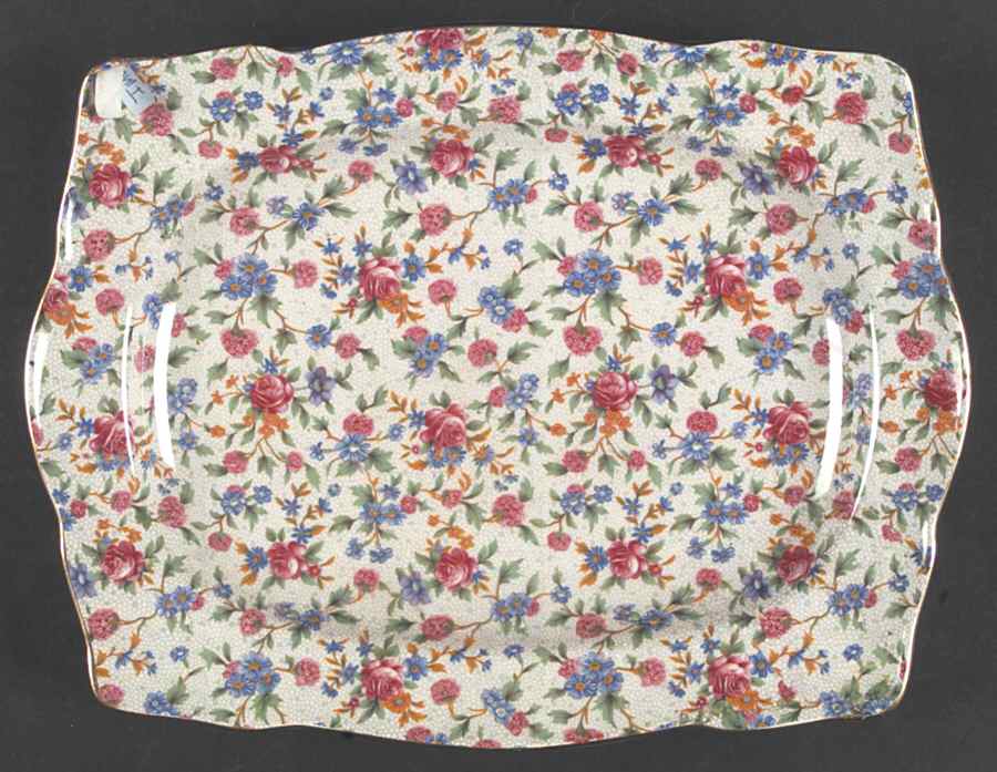 Old Cottage Chintz (Pre 1960, Cream) 12" Rectangular Serving Platter by Royal Winton-1