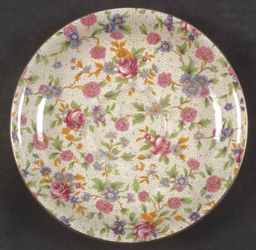 Old Cottage Chintz (Pre 1960, Cream) Saucer for Raleigh Shape Footed Cup by Royal Winton-1